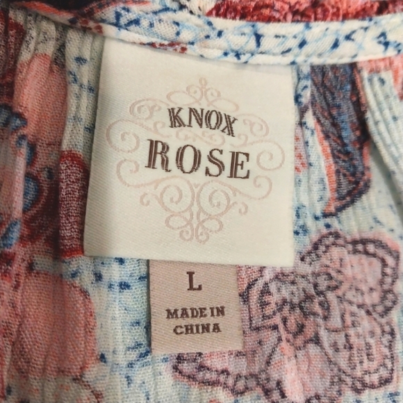 Knox Rose Floral Rayon Sleeveless Top Sz L - Picture 5 of 5